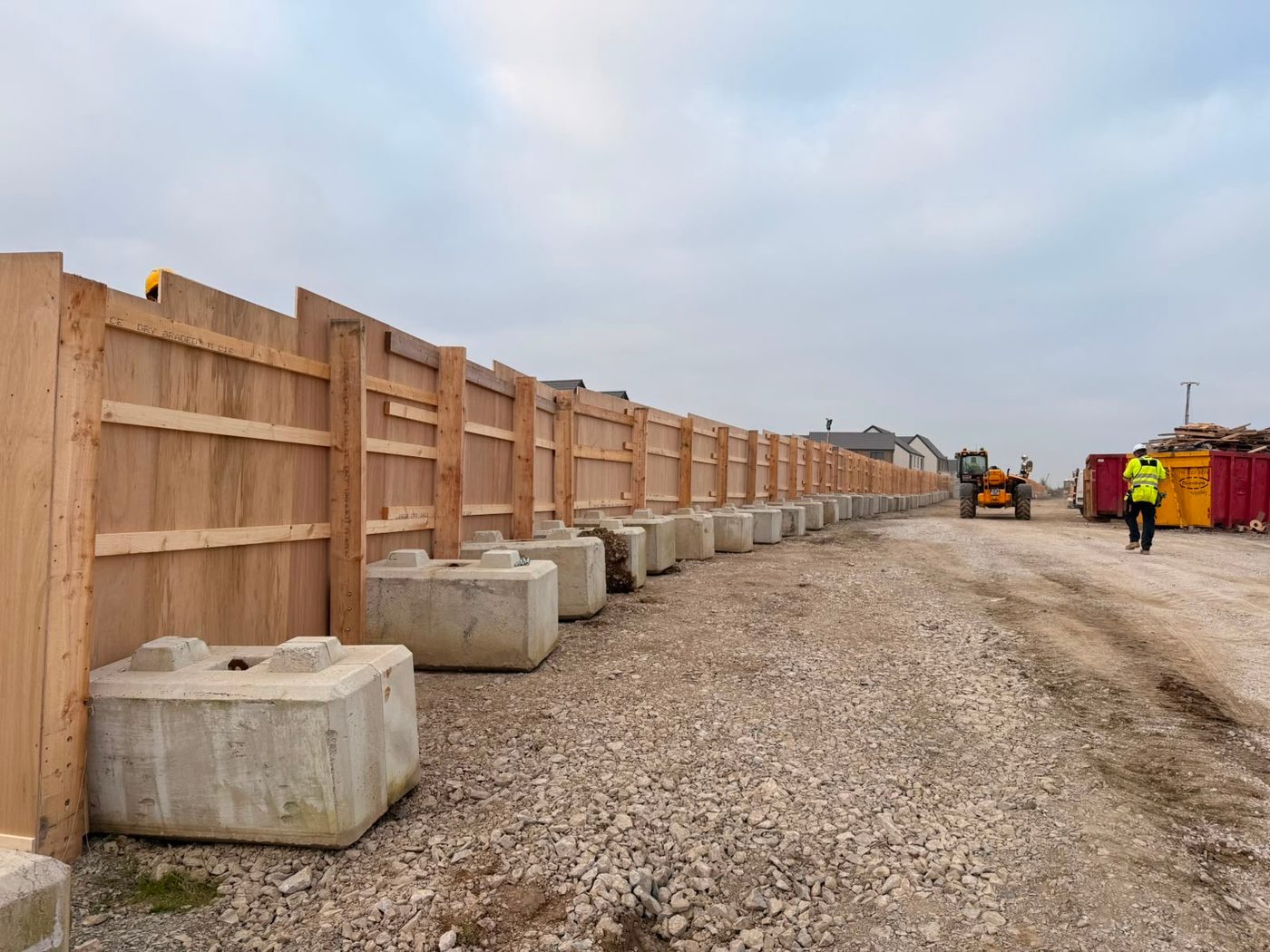 Plywood hoarding under construction on site