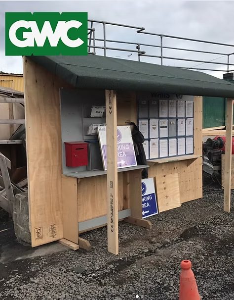 Site notice board with safety signage