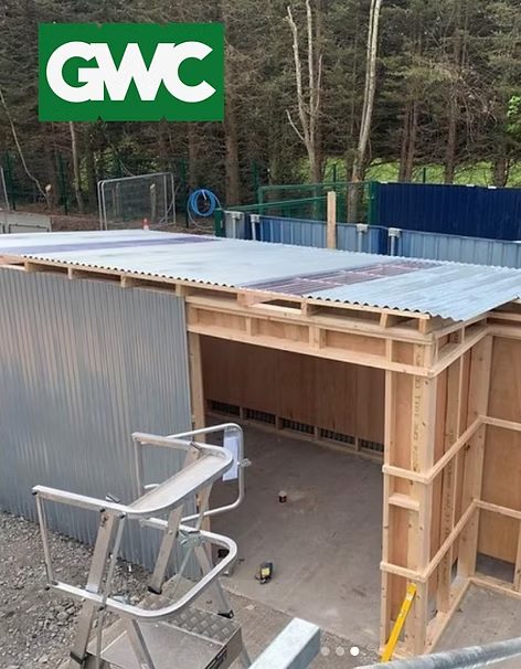 Completed hut structure on site